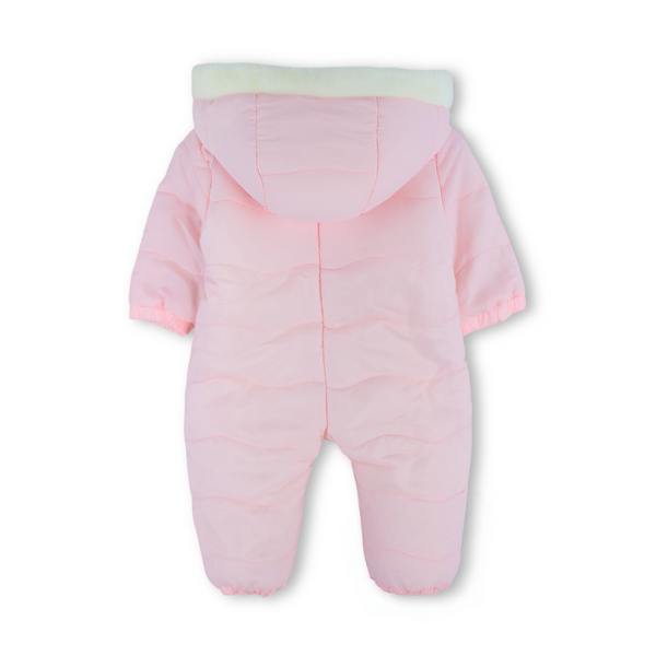 Baby Girls Padded Long-sleeved Baby Footie With Castle Embroidery