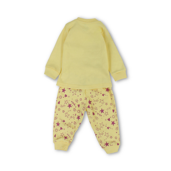 Baby Girls Long-Sleeved Pajama – Mint & Yellow with "Make Your Own Magic" Print