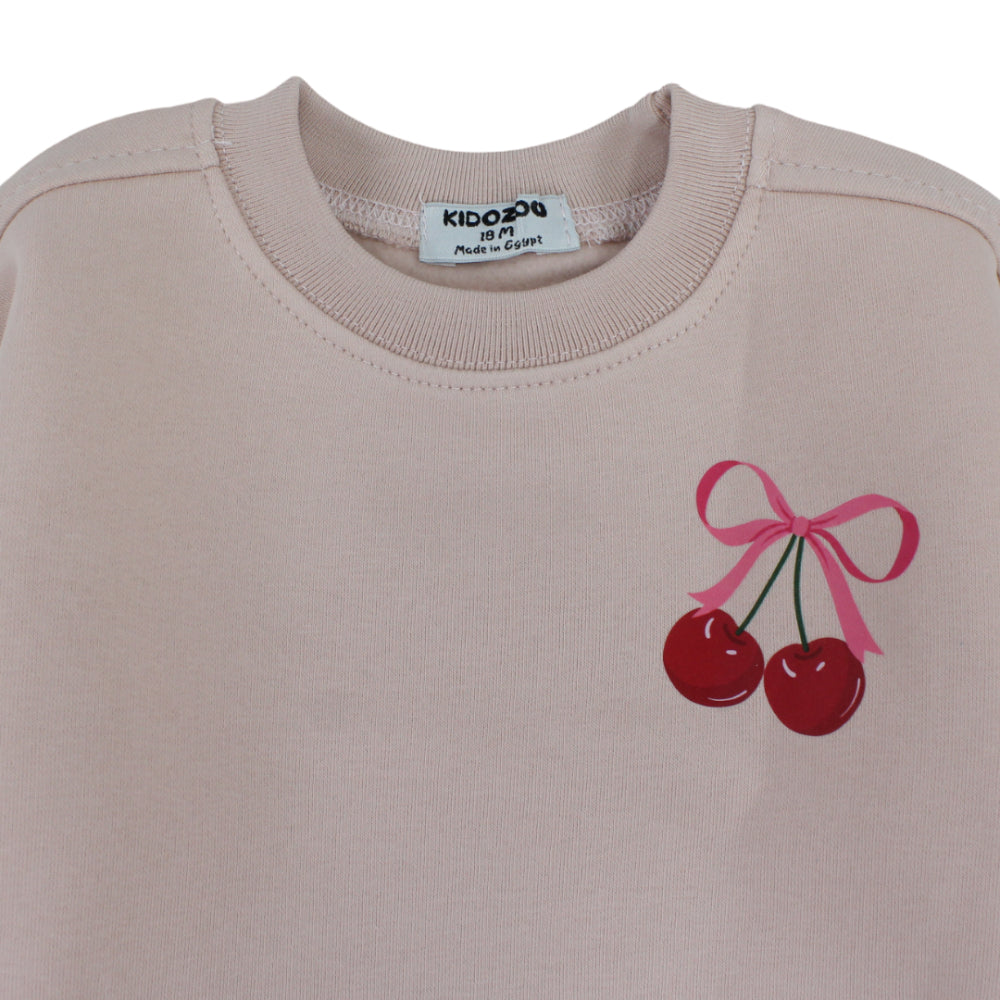 Girls Cotton Sweatshirt – Dusty Pink with "Cutest" Print