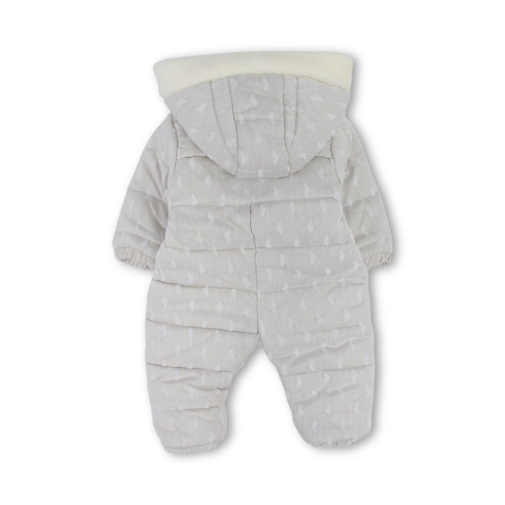 Baby Girls Cotton Baby Footie – Beige & Pink with Star Detail