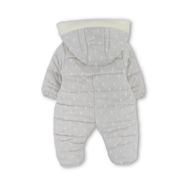 Baby Girls Cotton Baby Footie – Beige & Pink with Star Detail