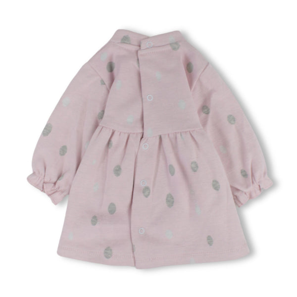 Baby Girls Cotton Long-Sleeved Dress with Bunny & Polka Dot Print