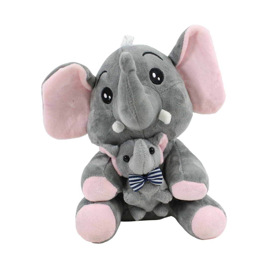 Elephant And Baby Plush Toy – Grey, Small