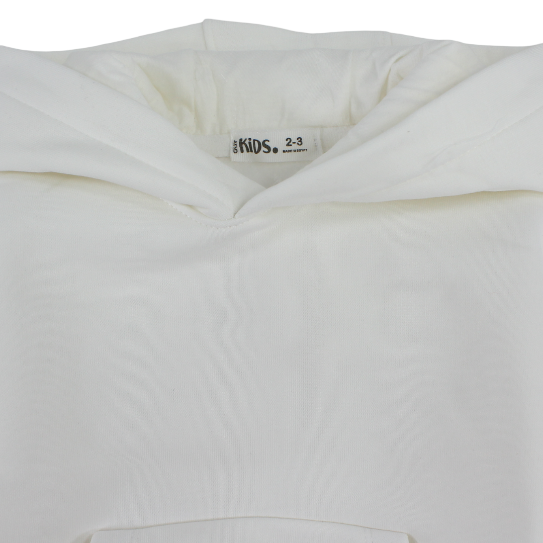 Unisex Kids Cotton Hoodie – Plain Off-White