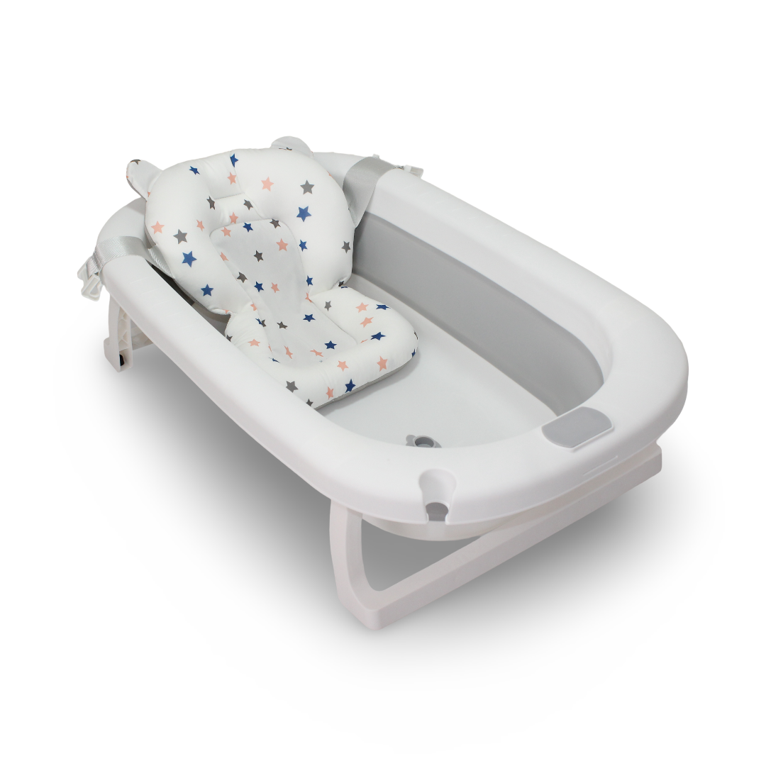 Baby Foldable Silicone Bathtub With Cushion – Grey