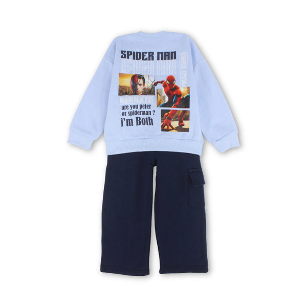 Boys Cotton Long-Sleeved Pajama Set with Spider-Man Print