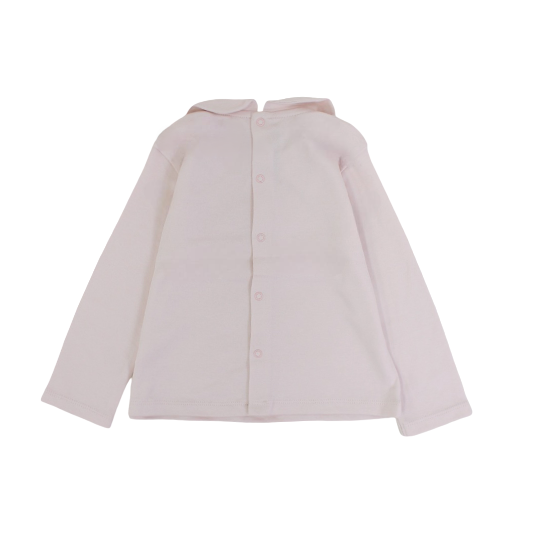 Baby Girls Long-sleeved Blouse – Off-white & Pink