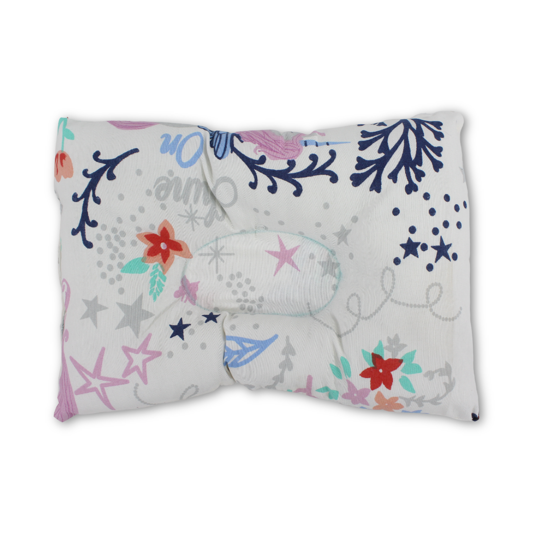 Baby Small Pillow – Off-White with Butterfly & Flowers Print