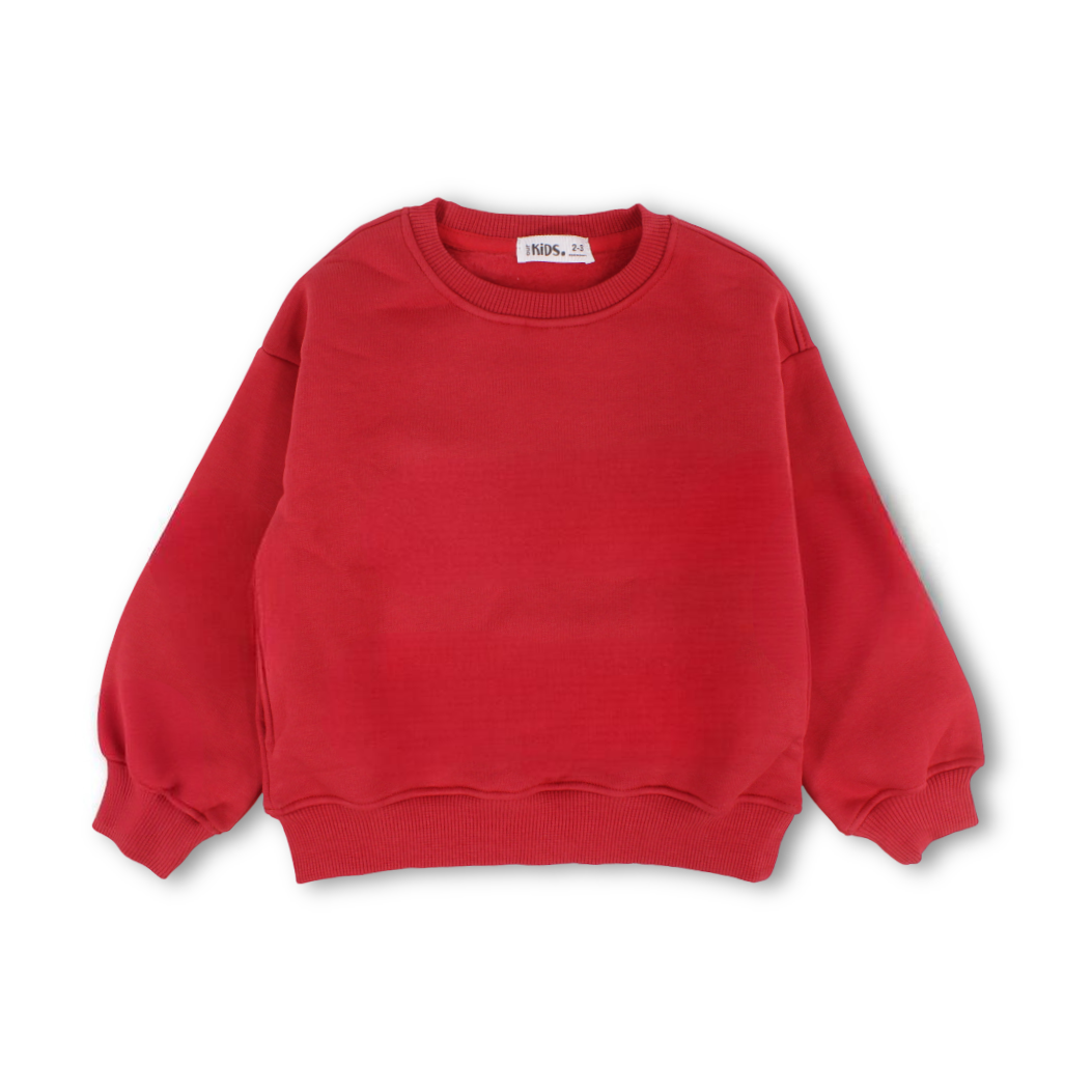 Unisex Cotton Long-Sleeved Sweatshirt – Plain Red