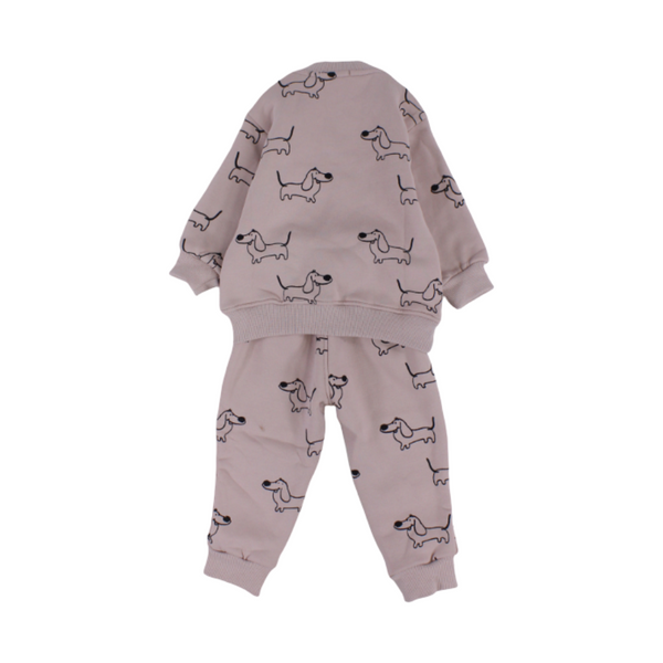 Baby Boys Long-Sleeved Pajama Set – Dusty Pink with Dogs Print