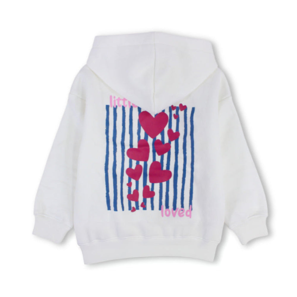 Girls Hoodie – Off-White with "Little & Loved" Sleeve Detail