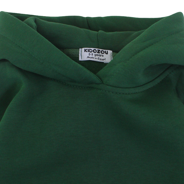 Baby Boys Hoodie – Olive with BEAR POCKET Detail