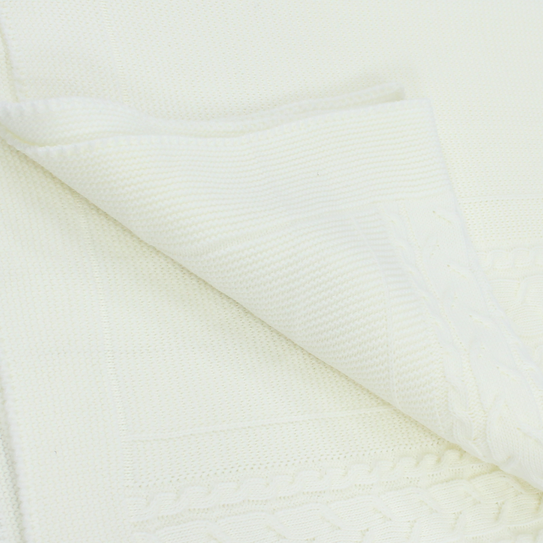 Unisex Baby Knitted Blanket – Off-White