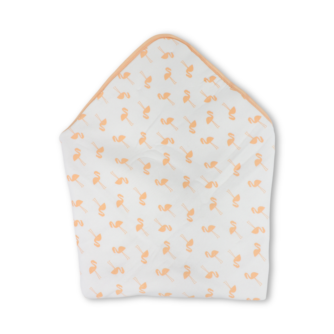 Unisex Baby Blanket – Salmon with Flamingo Print