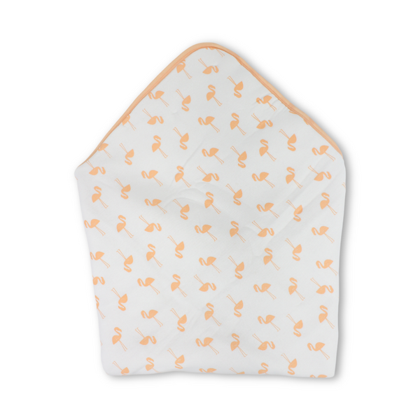 Unisex Baby Blanket – Salmon with Flamingo Print