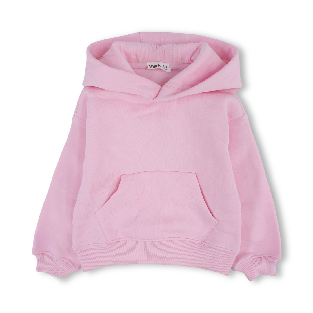 Girls Cotton Hoodie – Plain Pink
