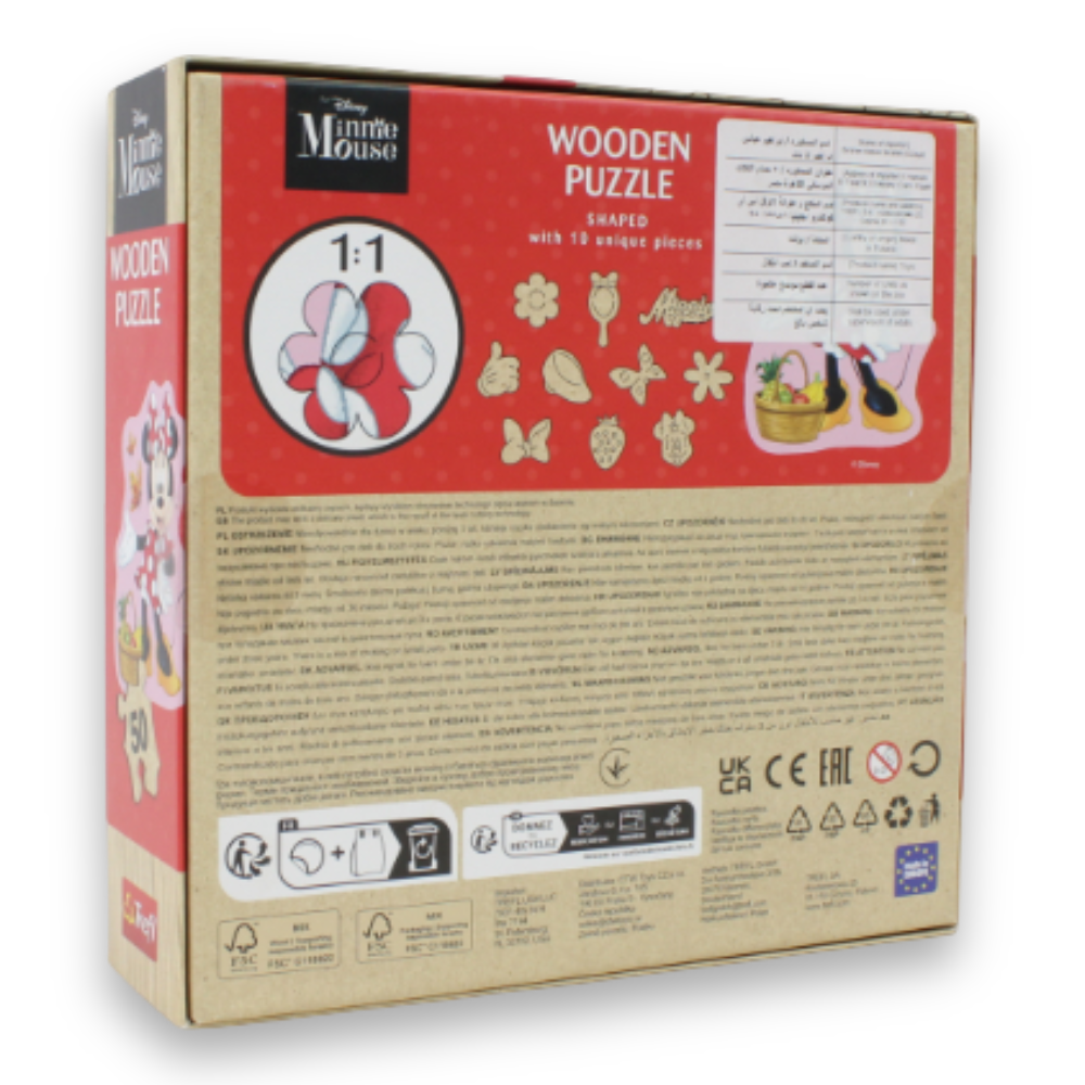 Trefl Happy Minnie Mouse Wooden Jigsaw Puzzle – 50 Pcs