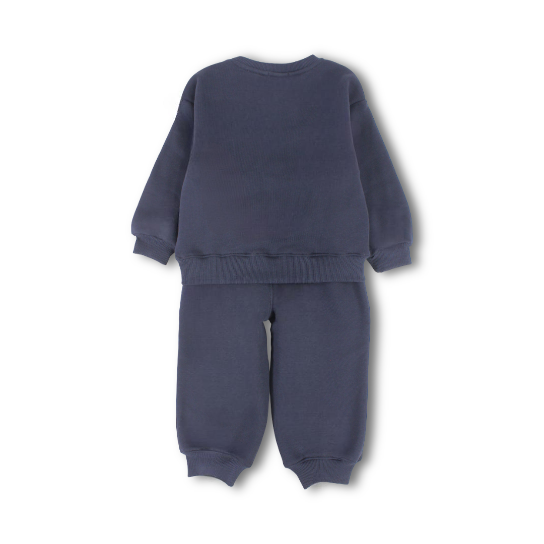 Boys Cotton Long-Sleeved Pajama – Grey with Christmas Trees Print