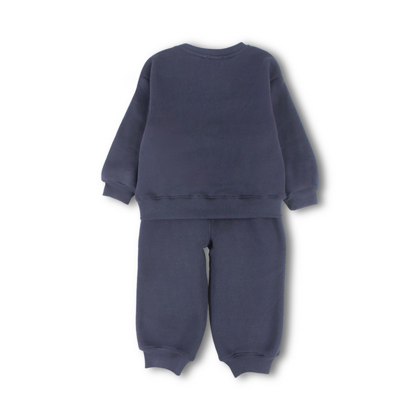 Boys Cotton Long-Sleeved Pajama – Grey with Christmas Trees Print