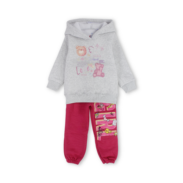 Girls Cotton Long-Sleeved Pajama – Love Teddy Bear Print