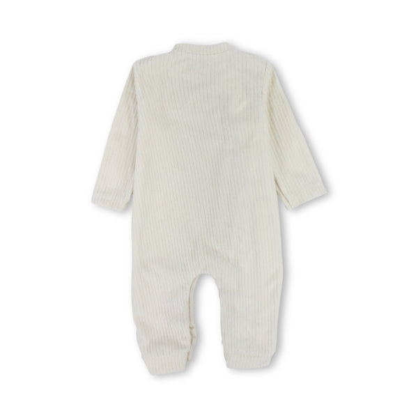 Baby Boys Cotton Ribbed Baby Footie with Bear Face Detail