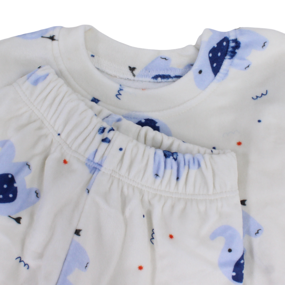 Unisex Long-Sleeved Pajama – Off-White with Elephant Print