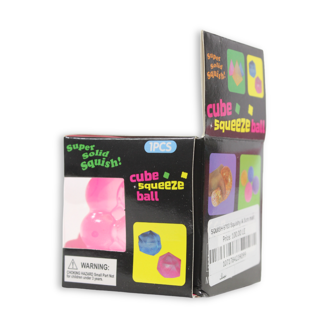 Bingo Transparent Cube Squishy Toy – Pink, 5 Cm