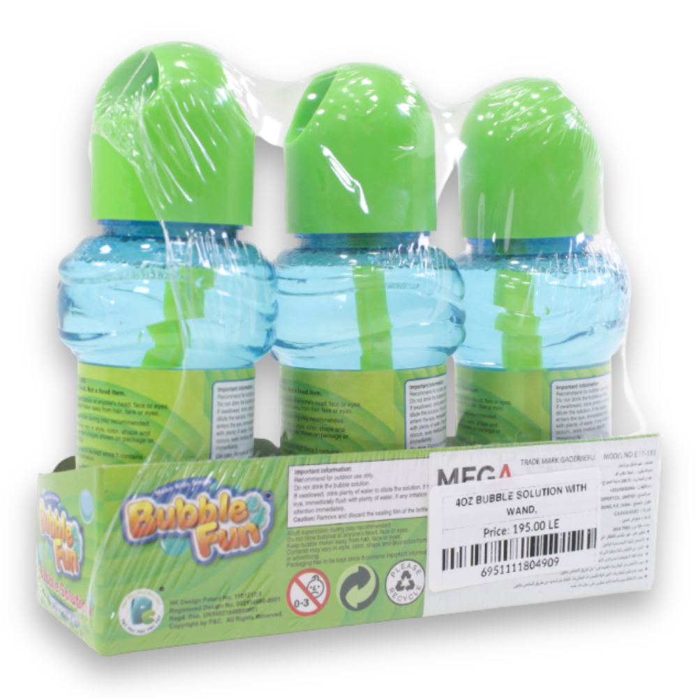 Bubble Solution with Wand – 4 oz (3-Piece Display)