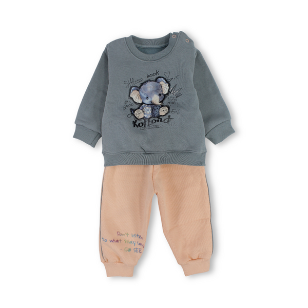 Baby Girls Cotton Long-Sleeved Pajama – Elephant Print