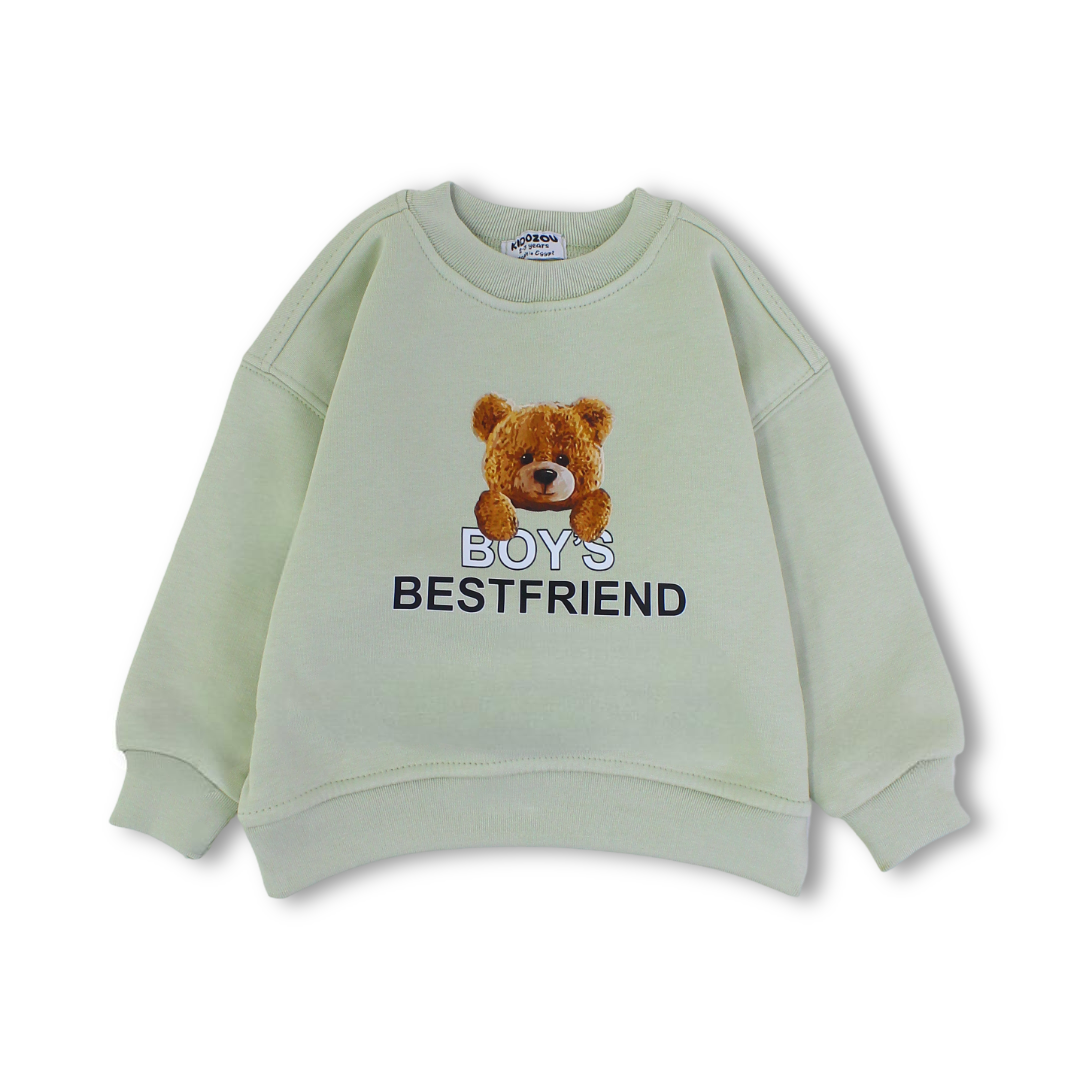 Baby Boys Sweatshirt – Mint with Boys Best Friend Print