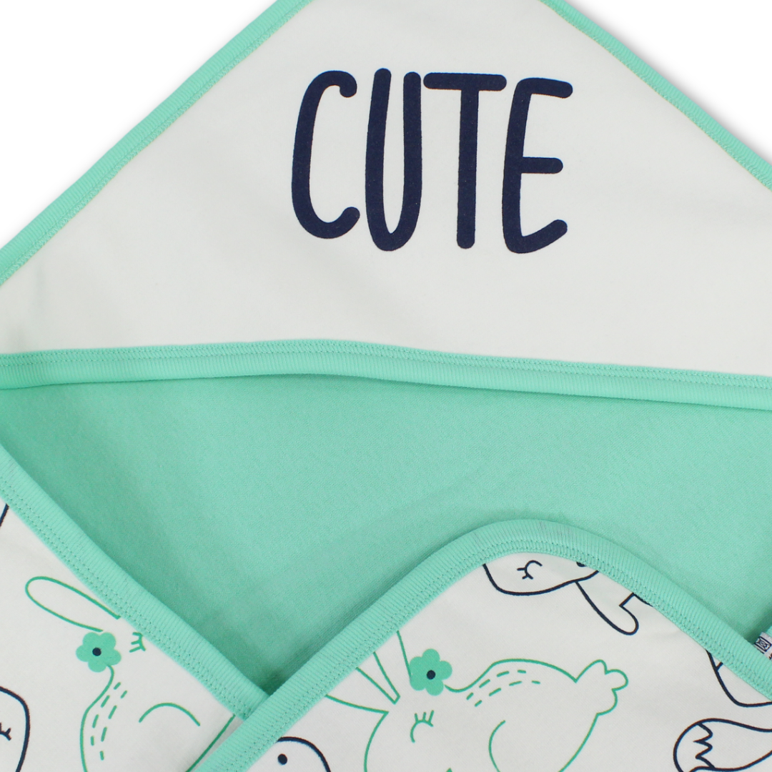 Unisex Baby Blanket – Mint with Cute Print