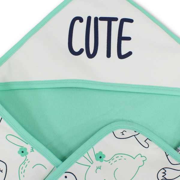 Unisex Baby Blanket – Mint with Cute Print
