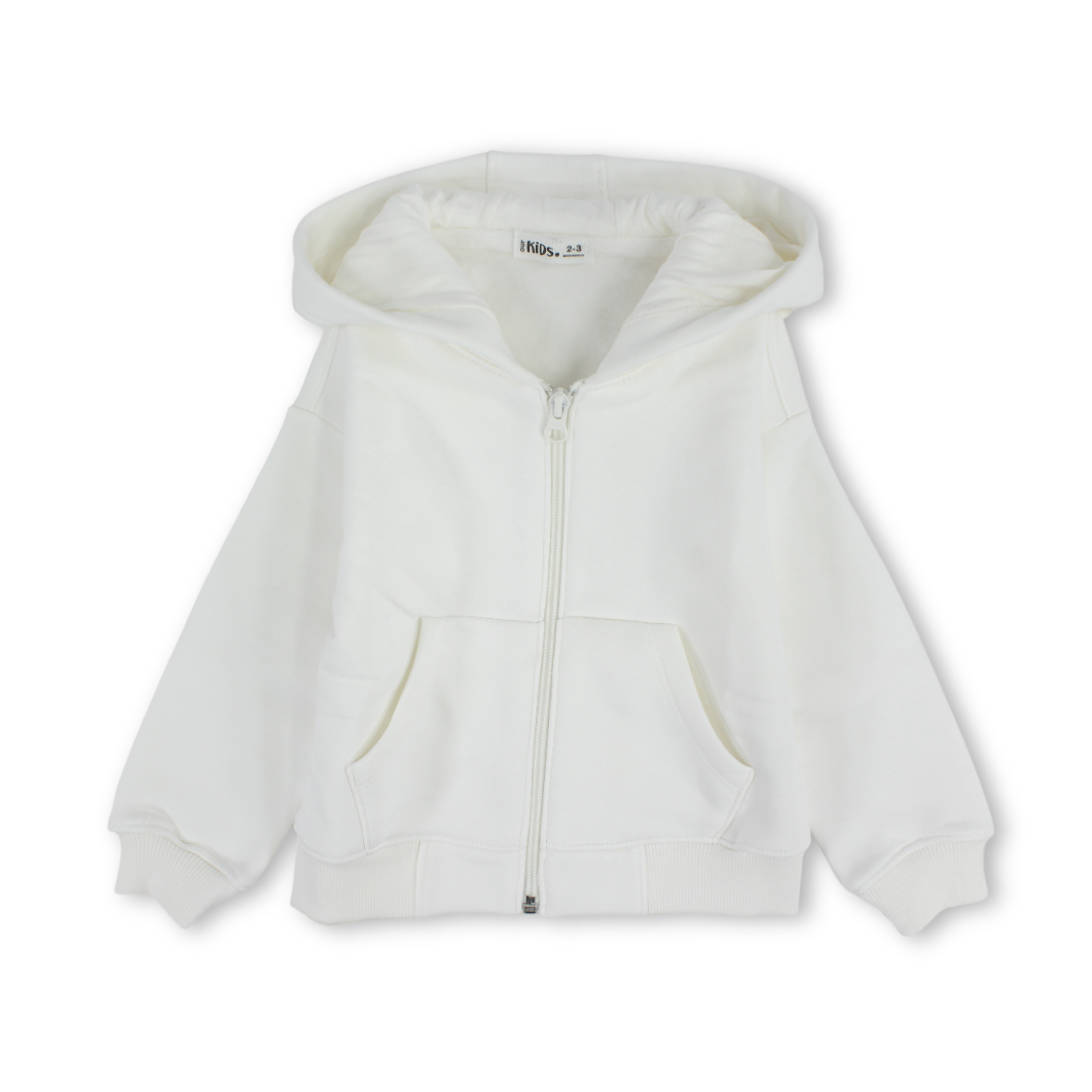 Unisex Kids Zip-Up Hoodie – Off-White