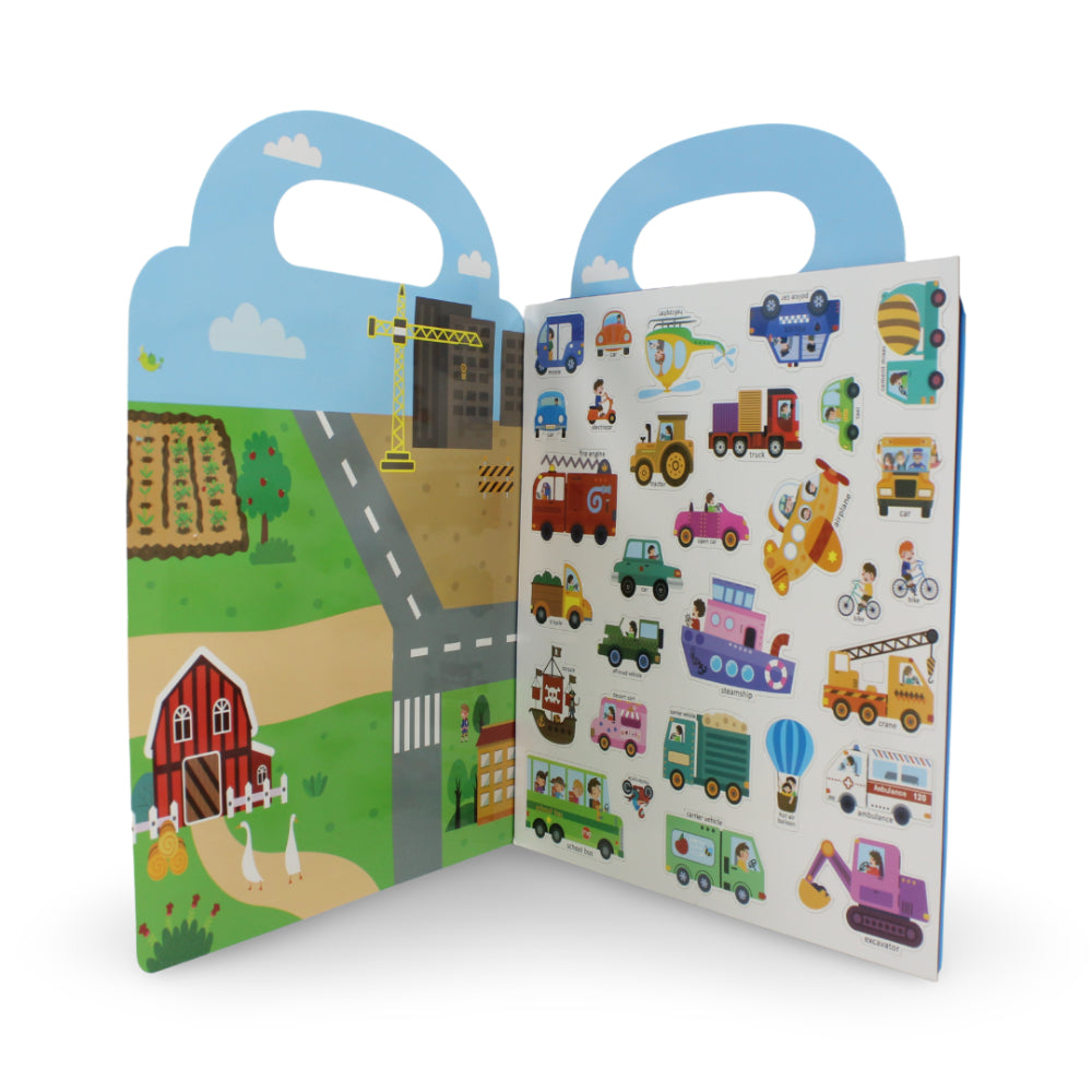 Reusable Magnetic Sticker Book – Vehicles, 30 Pcs