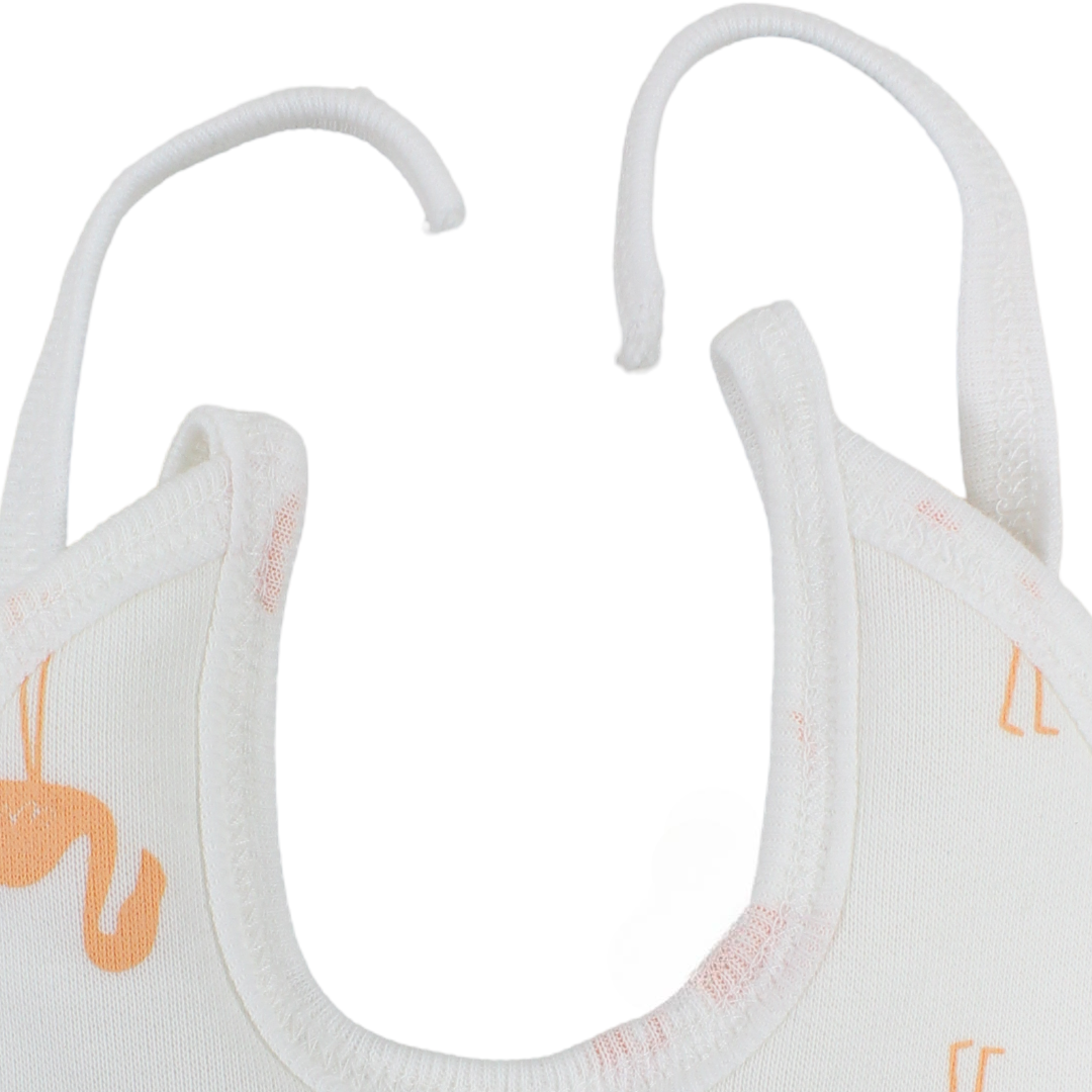 Unisex Baby Bib – Off-White with Flamingo Print