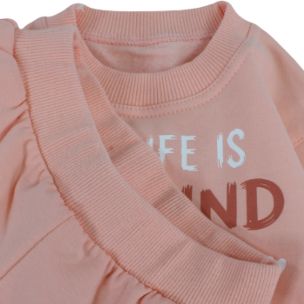 Girls Long-Sleeved Pajama Set with "Life Is Kind" Print