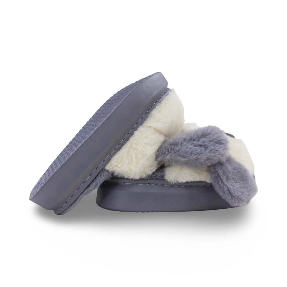 Girls Winter Fur Slippers – Grey