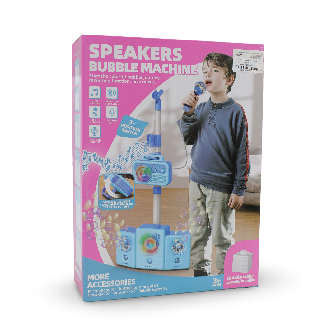 Kids Bubble Microphone With Bluetooth, Light & Music – Baby Blue