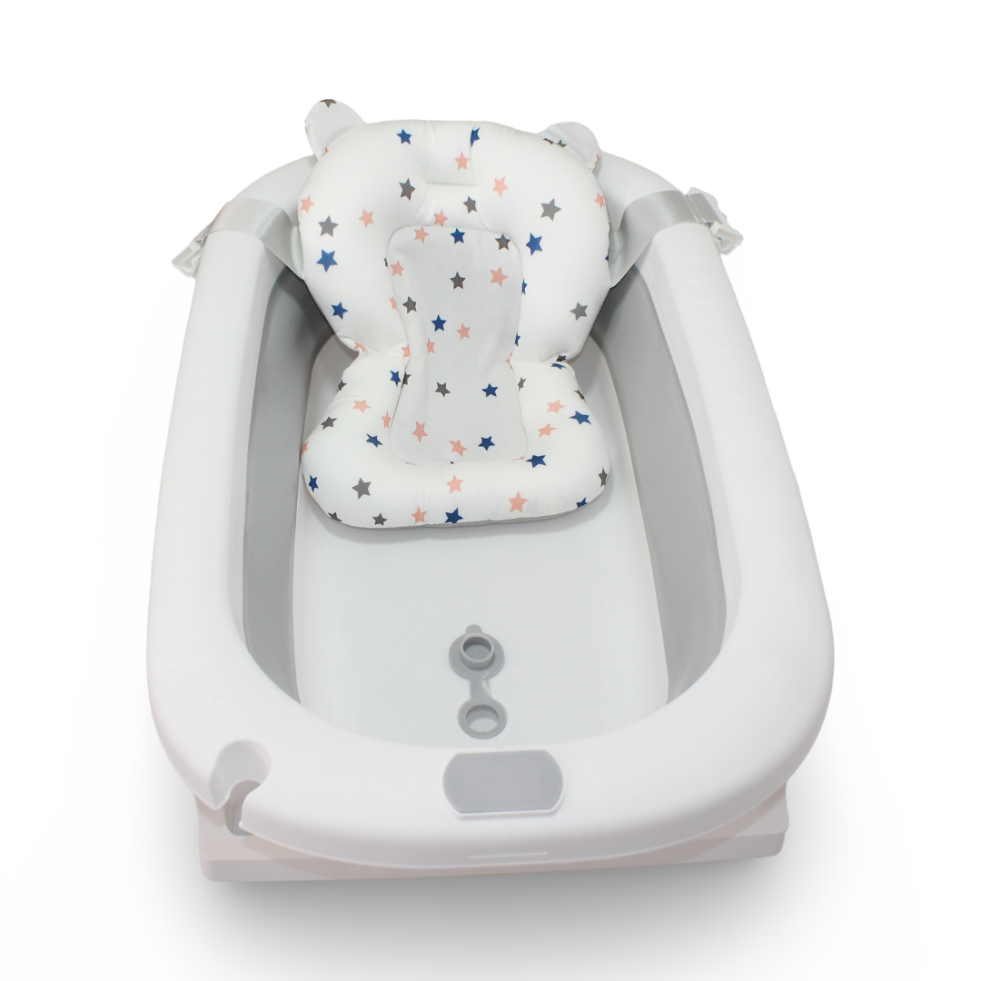 Baby Foldable Silicone Bathtub With Cushion – Grey