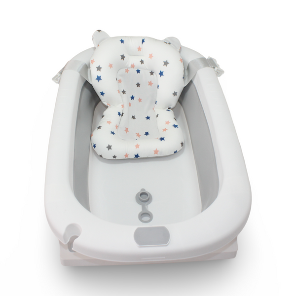 Baby Foldable Silicone Bathtub With Cushion – Grey
