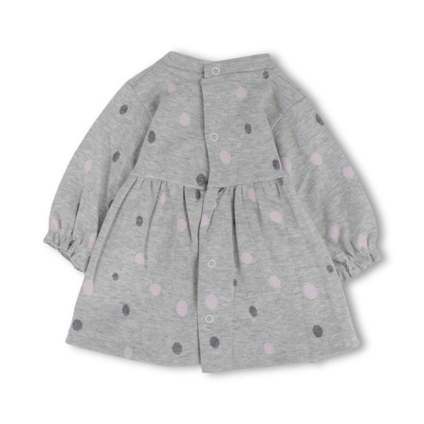 Baby Girls Cotton Long-Sleeved Dress with Bunny & Polka Dot Print