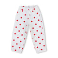 Girls Gabardine Pants – Off-White with Red Polka Dot Print