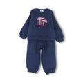 Girls Cotton Pajama – Navy with Mushroom Print