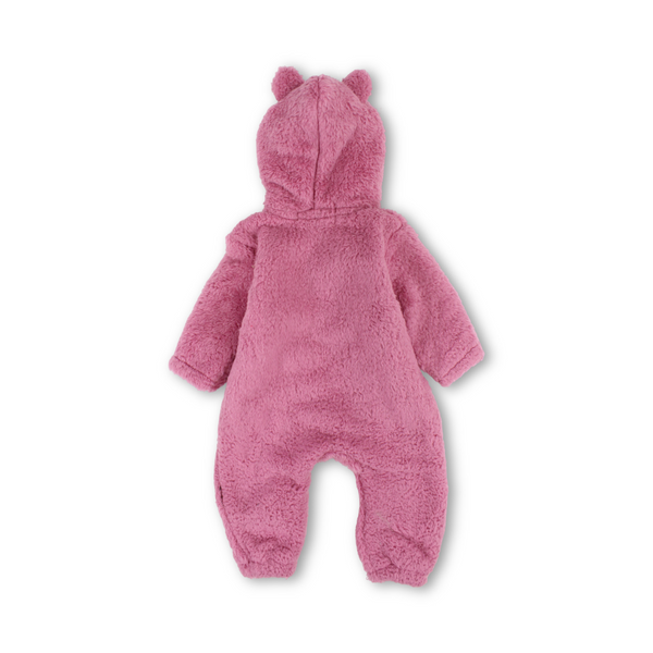 Baby Girls Fleece Hooded Baby Footie – Dusty Pink
