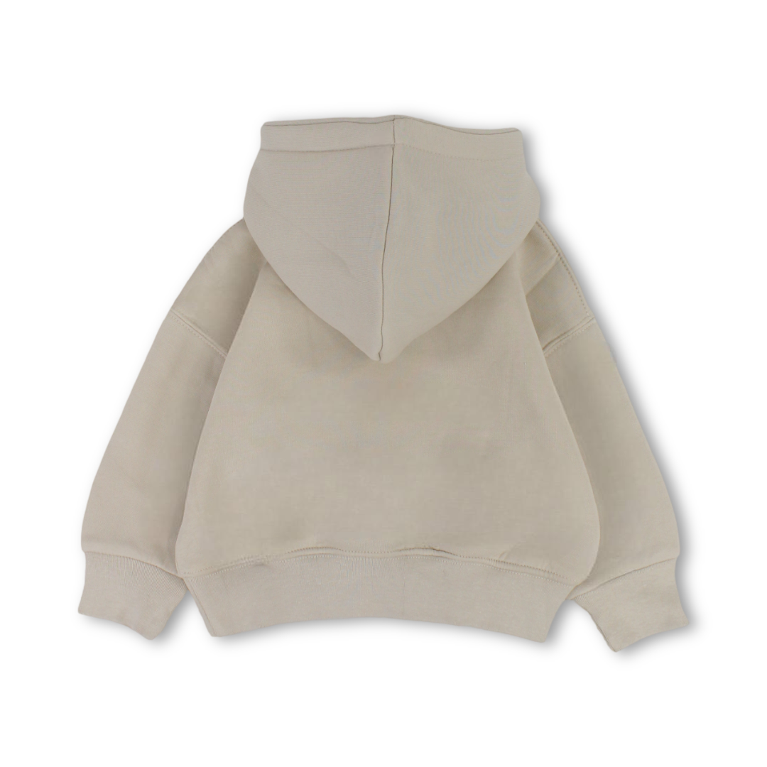 Unisex Hoodie – Beige with Bear Pocket Print