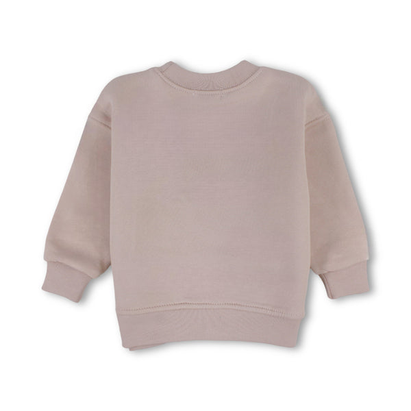 Girls Cotton Sweatshirt – Dusty Pink with Ribbon & Flowers Print