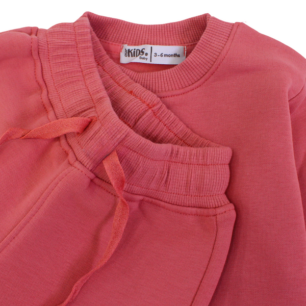 Baby Girls Long-Sleeved Pajama Set – Dusty Pink with "Lovely Surprise" Print