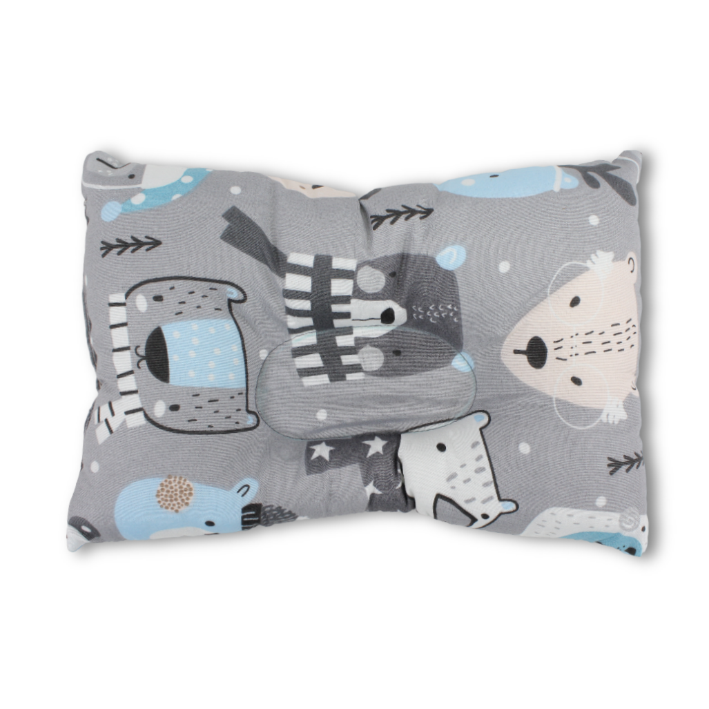 Baby Small Pillow – Grey with Forest Animals Print
