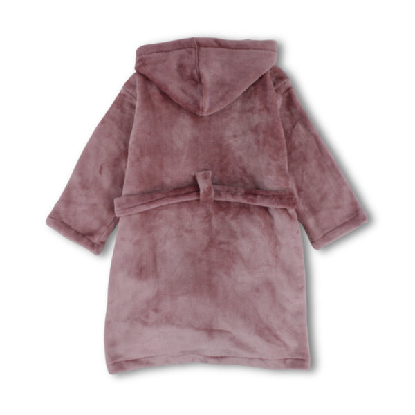 Girls Velvet Hooded Plush Robe – Dusty Pink
