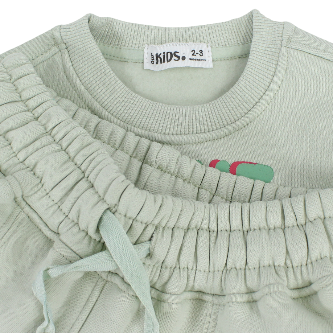Girls Long-Sleeved Pajama – Mint with "Shine Bright" Print